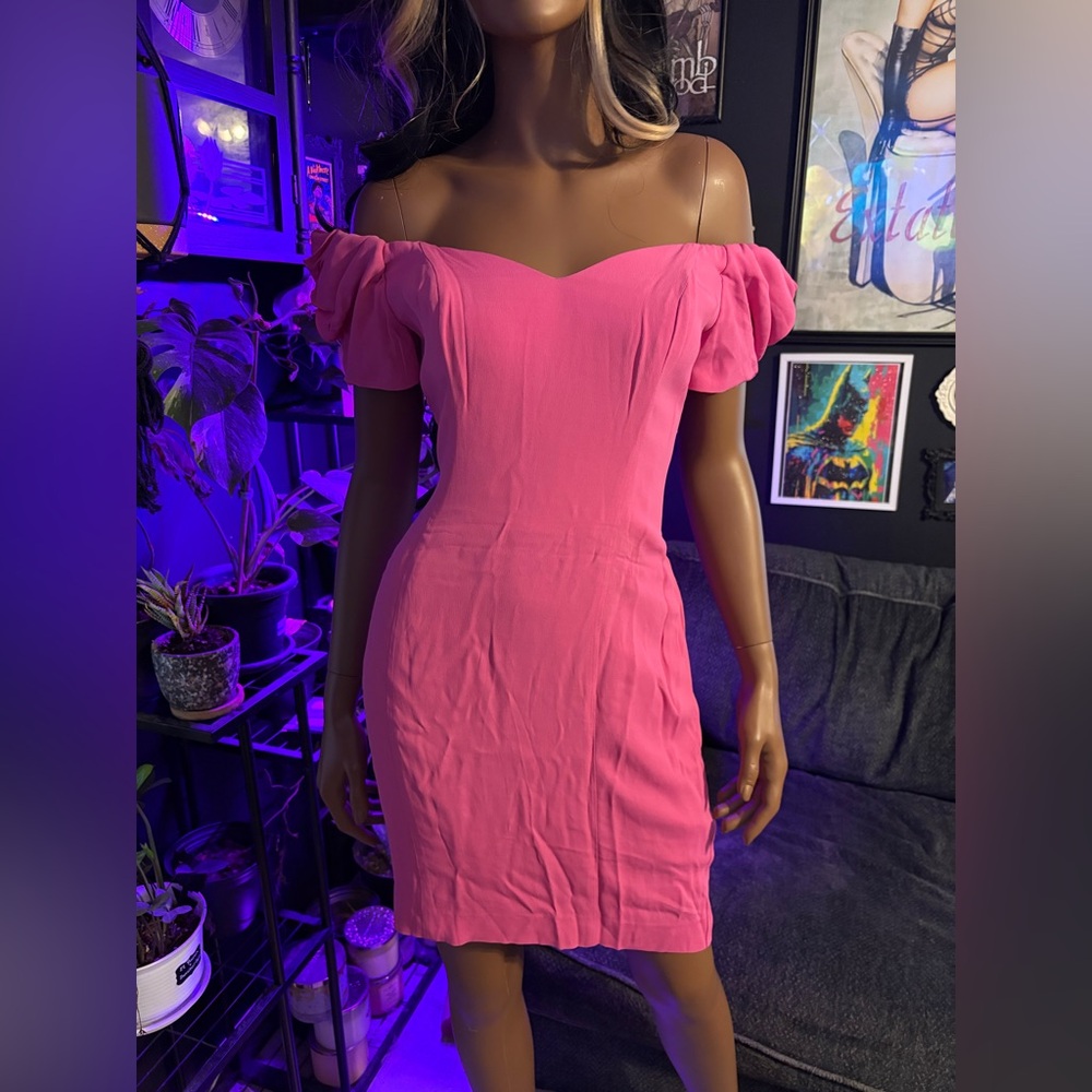 VINTAGE Pink Rhapsody Off-Shoulder Dress